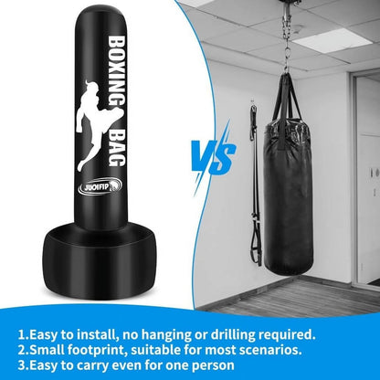 Standing Punching Bag for Adults 69'' Heavy Bag with Stand Inflatable Boxing Bags Freestanding Kickboxing Bag Equipment for Training MMA Muay Thai Fitness to Use Outdoor Indoor